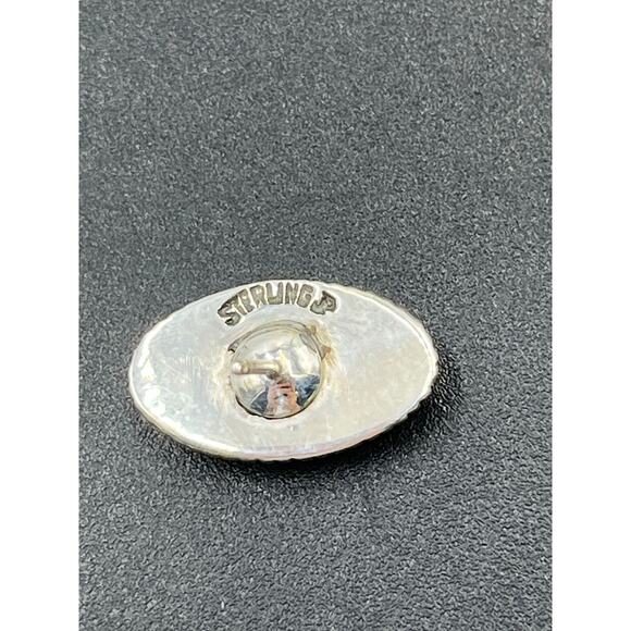 Signed Sterling Silver Turquoise Oval Rope Bezel Post Stud Earrings 17mm - Picture 14 of 14